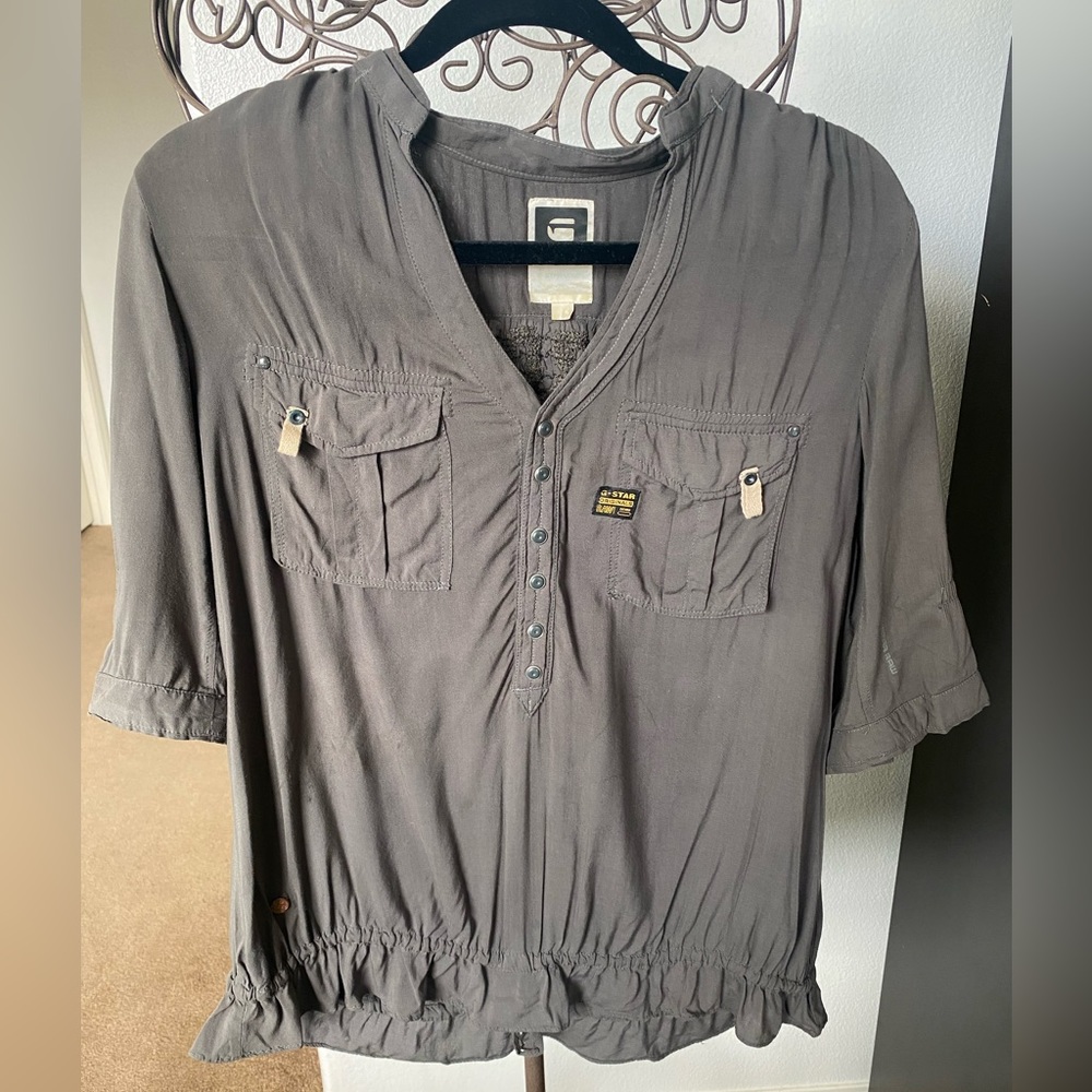 Vintage G-Star Crusader 3/4 Sleeve Green Blouse. Med.